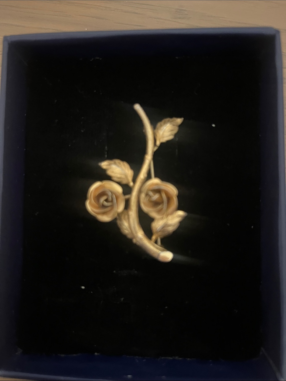 Gold Rose Branch Floral Brooch - Women's Jewelry